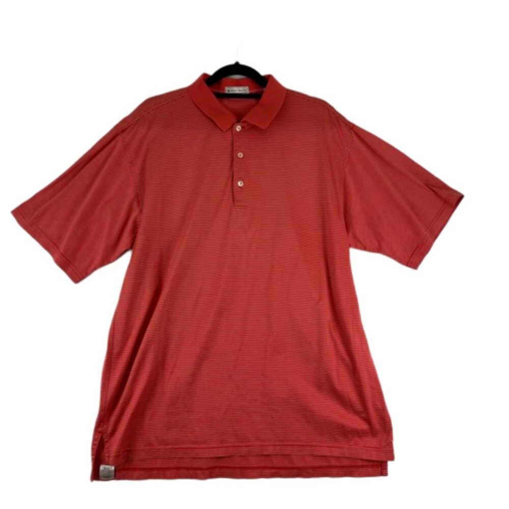 Peter Millar Striped Orange Shirt Men's Size XL Golf Polo